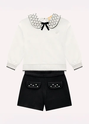 Milon - Conjunto Infantil Menina com Pérolas Branco - MILON