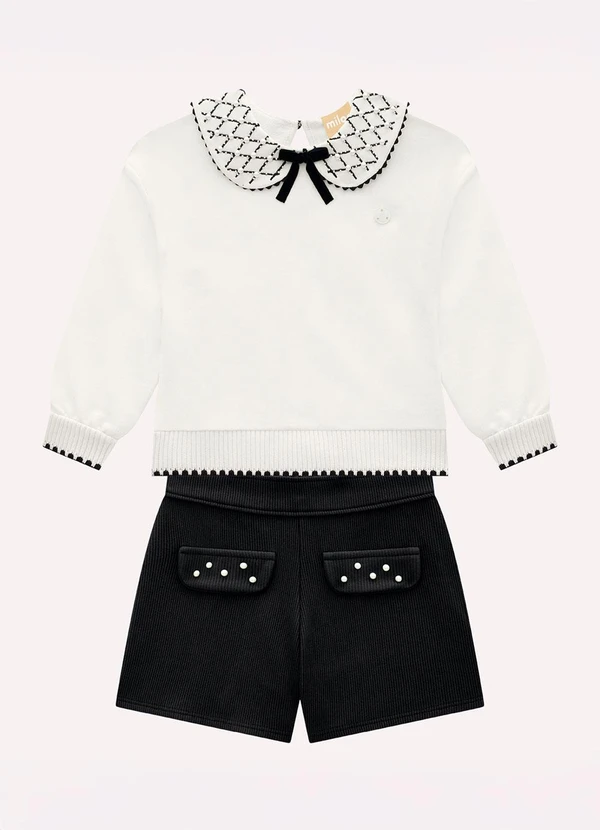 Milon - Conjunto Infantil Menina com Pérolas Branco