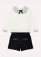 Milon - Conjunto Infantil Menina com Pérolas Bege - variação: Branco