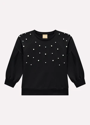 Milon - Conjunto Infantil Menina com Pérolas Preto - MILON
