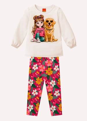 Kyly - Conjunto Infantil Menina com Strass Bege - KYLY