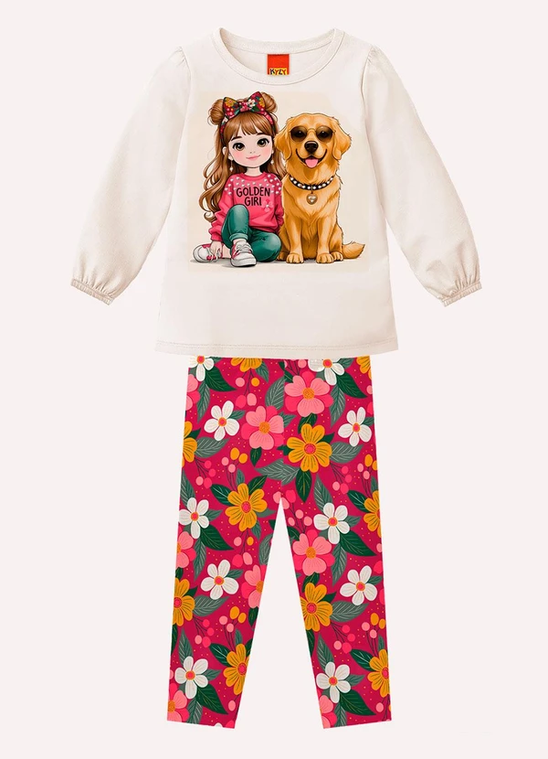 Kyly - Conjunto Infantil Menina com Strass Bege