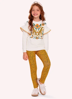 Nanai - Conjunto Infantil Menina com Strass Bege - NANAI