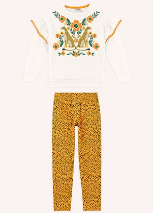 Nanai - Conjunto Infantil Menina com Strass Bege - NANAI