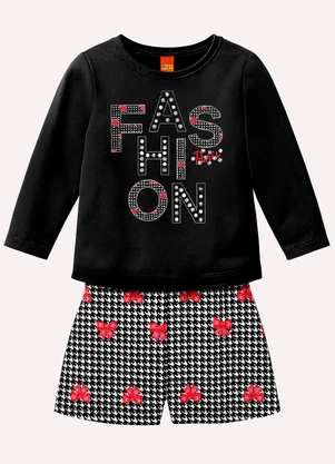 Kyly - Conjunto Infantil Menina com Strass Preto - KYLY