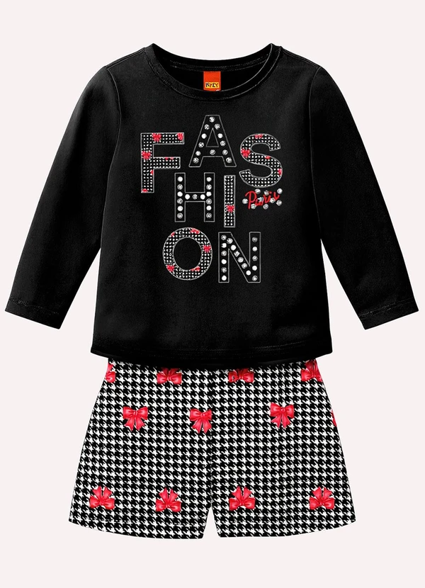 Kyly - Conjunto Infantil Menina com Strass Preto