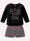 Kyly - Conjunto Infantil Menina com Strass Marrom - variação: Preto