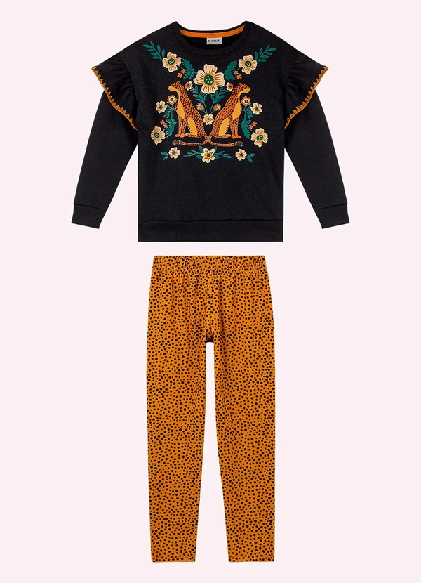 Nanai - Conjunto Infantil Menina com Strass Preto