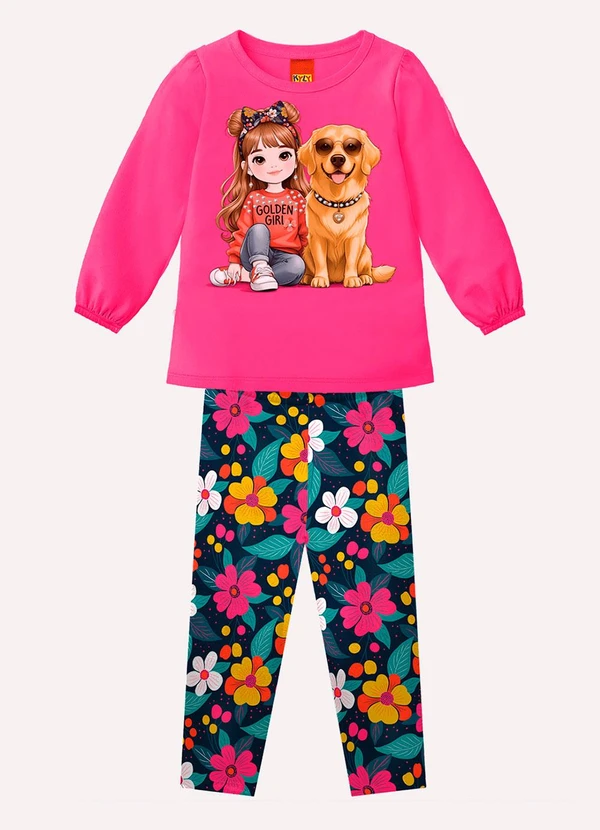 Kyly - Conjunto Infantil Menina com Strass Rosa
