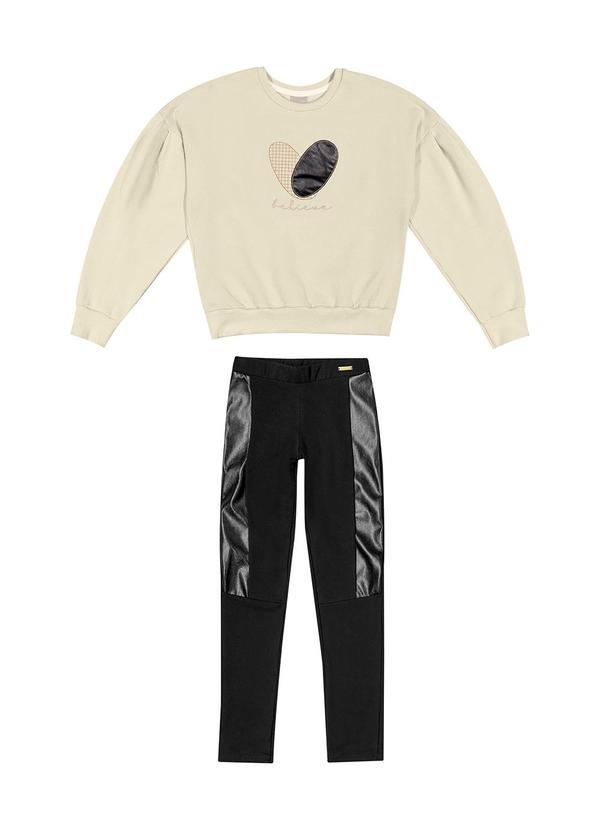 Colorittá - Conjunto Infantil Menina Coração Believe Bege