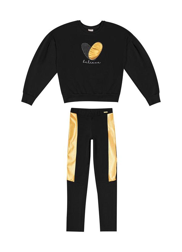 Colorittá - Conjunto Infantil Menina Coração Believe Preto