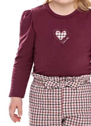Colorittá - Conjunto Infantil Menina Coração Xadrez Vermelho - COLORITTÁ