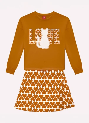 Kyly - Conjunto Infantil Menina Corações Amarelo - KYLY