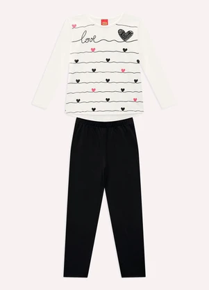 Kyly - Conjunto Infantil Menina Corações Bege - KYLY