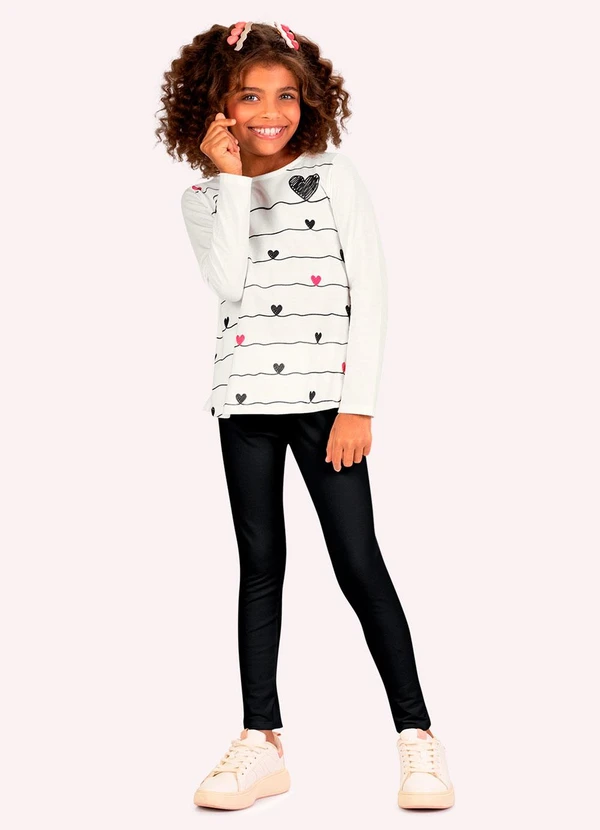 Kyly - Conjunto Infantil Menina Corações Bege
