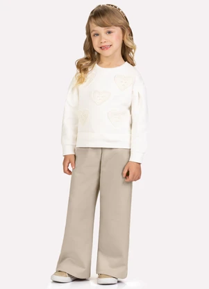 Milon - Conjunto Infantil Menina Corações Bege - MILON