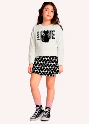 Kyly - Conjunto Infantil Menina Corações Branco - KYLY