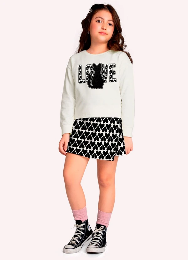 Kyly - Conjunto Infantil Menina Corações Branco