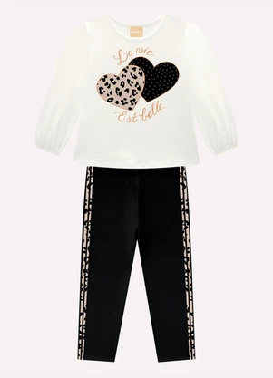 Milon - Conjunto Infantil Menina Corações Branco - MILON