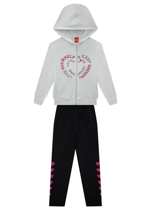 Kyly - Conjunto Infantil Menina Corações Cinza - KYLY