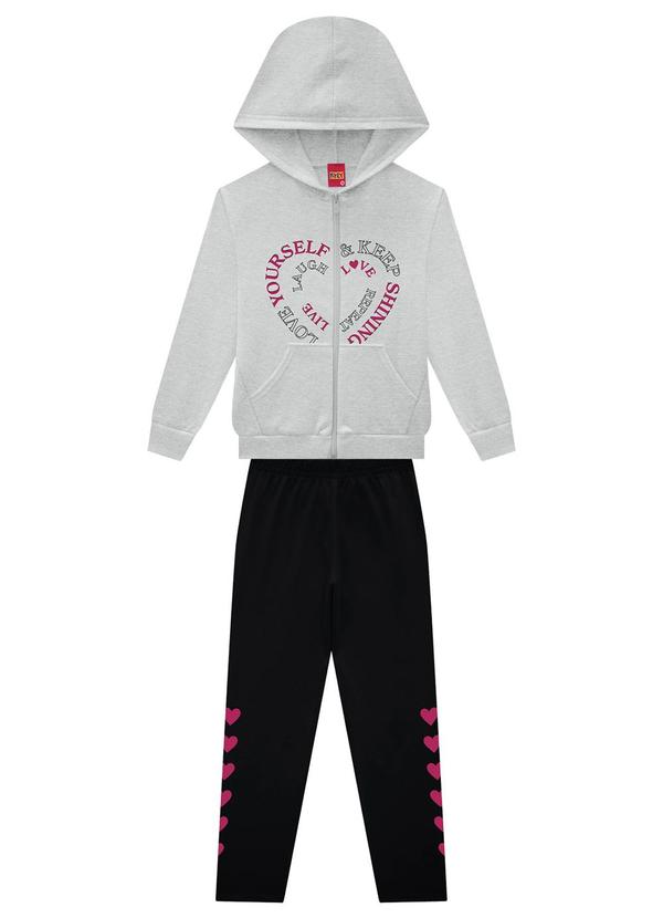 Kyly - Conjunto Infantil Menina Corações Cinza