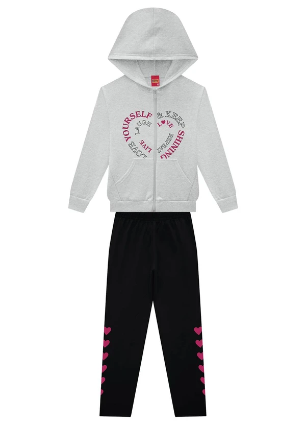 Kyly - Conjunto Infantil Menina Corações Cinza