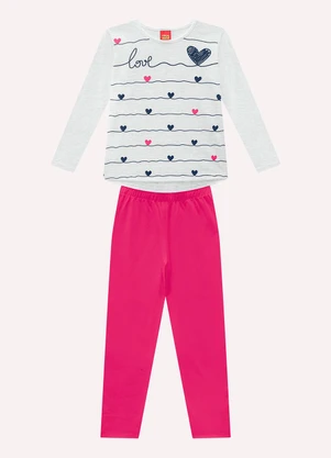 Kyly - Conjunto Infantil Menina Corações Cinza - KYLY