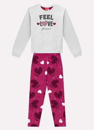 Kyly - Conjunto Infantil Menina Corações Cinza - KYLY