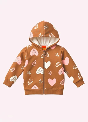 Kyly - Conjunto Infantil Menina Corações Marrom - KYLY