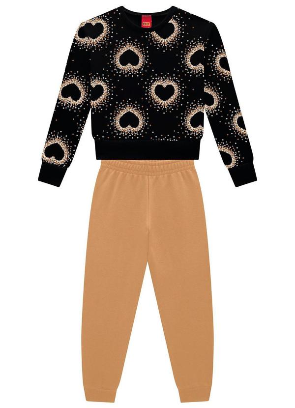 Kyly - Conjunto Infantil Menina Corações Preto