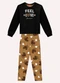 Kyly - Conjunto Infantil Menina Corações Cinza - variação: Preto