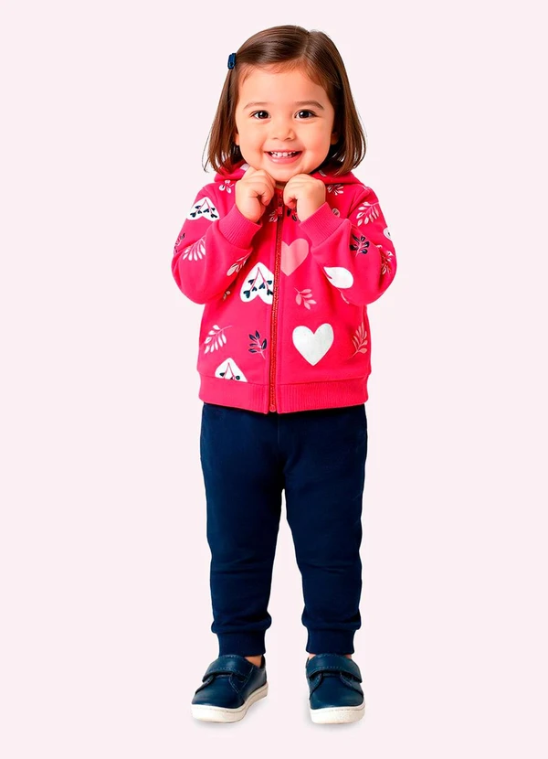 Kyly - Conjunto Infantil Menina Corações Rosa