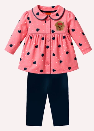 Kyly - Conjunto Infantil Menina Corações Rosa - KYLY