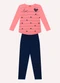 Kyly - Conjunto Infantil Menina Corações Bege - variação: Rosa