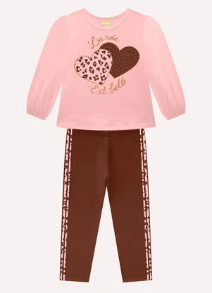Milon - Conjunto Infantil Menina Corações Rosa - MILON