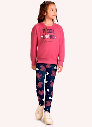 Kyly - Conjunto Infantil Menina Corações Rosa - KYLY