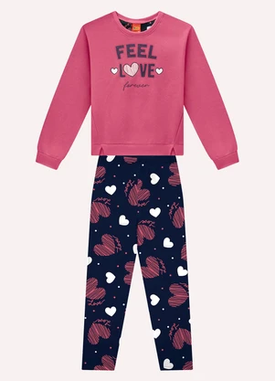Kyly - Conjunto Infantil Menina Corações Rosa - KYLY