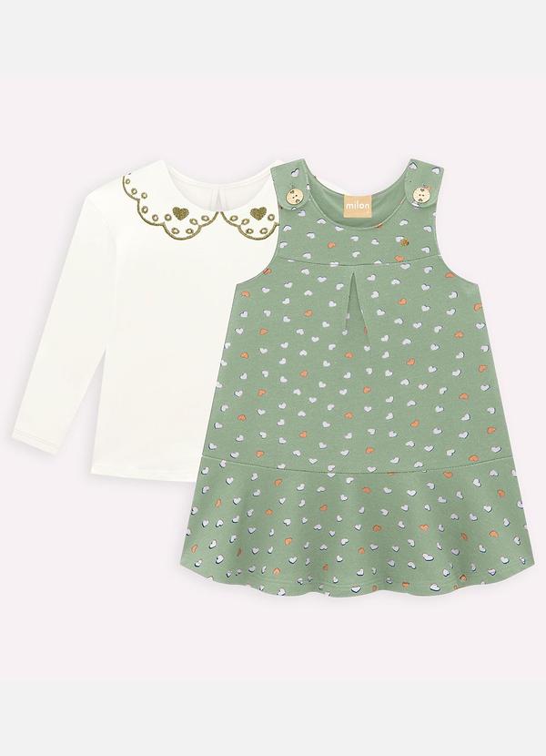 Milon - Conjunto Infantil Menina Corações Verde 1