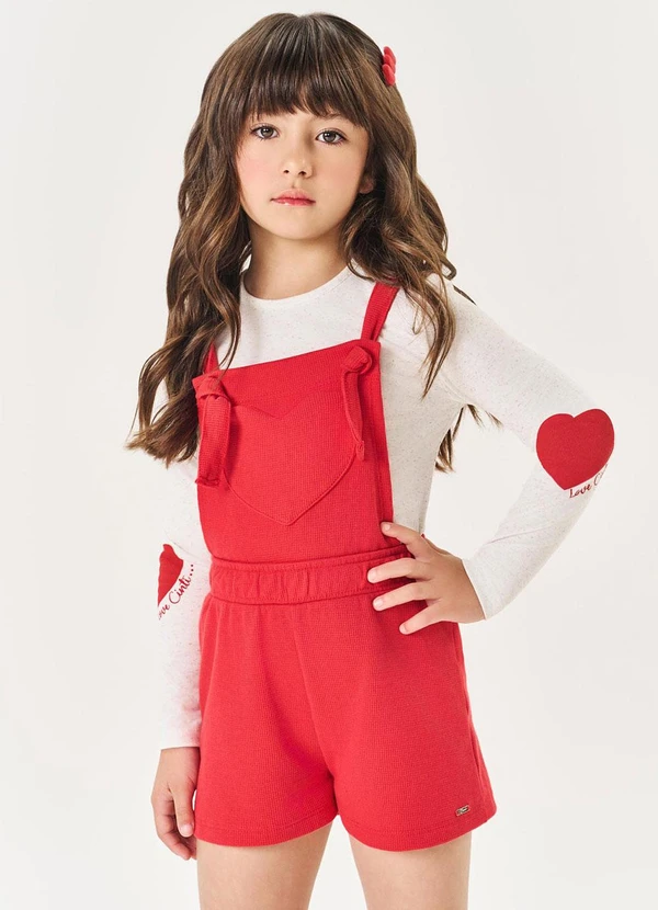 Abrange - Conjunto Infantil Menina Corações Vermelho
