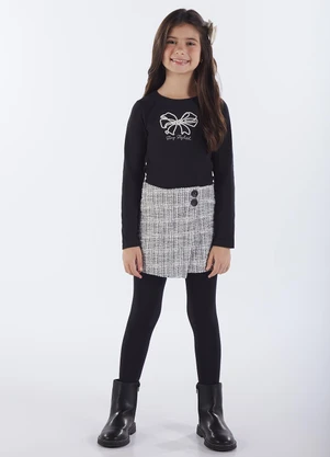 Pulla Bulla - Conjunto Infantil Menina Cotton Leve Preto - PULLA BULLA