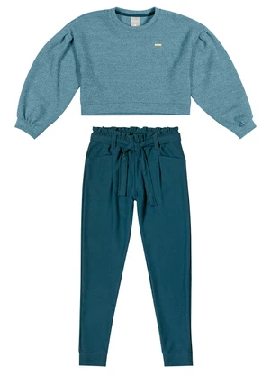 Colorittá - Conjunto Infantil Menina Cropped Azul - COLORITTÁ