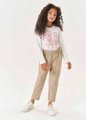 Abrange - Conjunto Infantil Menina Cute Bear Bege - ABRANGE