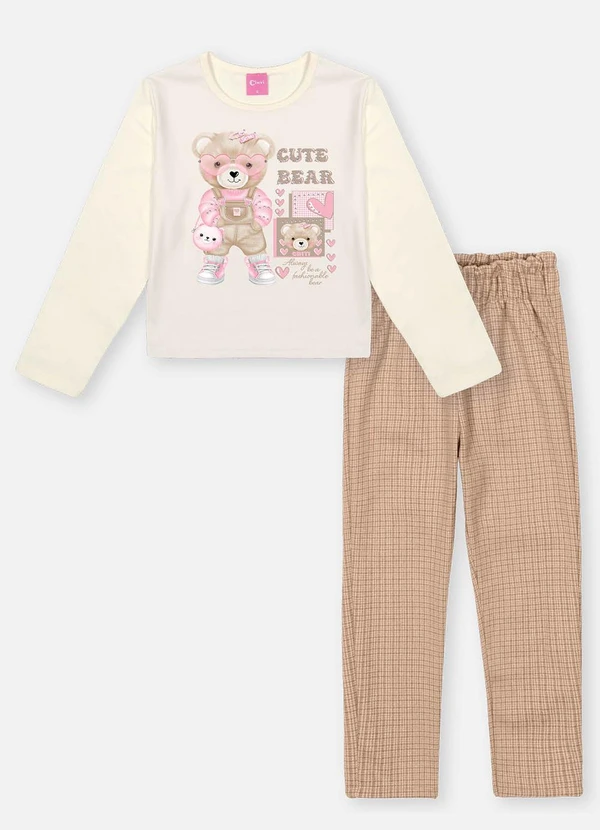 Abrange - Conjunto Infantil Menina Cute Bear Bege 3