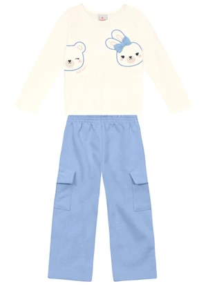 Brandili - Conjunto Infantil Menina de Animais Natural - BRANDILI