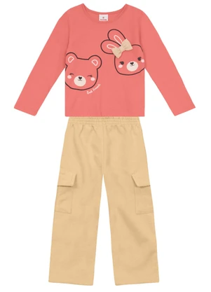 Brandili - Conjunto Infantil Menina de Animais Rosa - BRANDILI