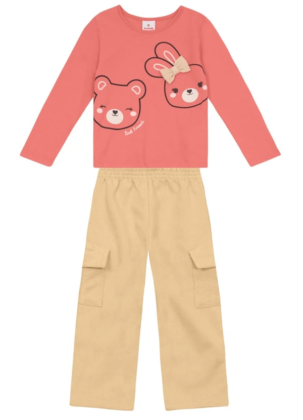 Brandili - Conjunto Infantil Menina de Animais Rosa 2