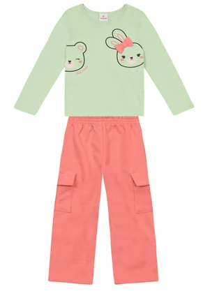 Brandili - Conjunto Infantil Menina de Animais Verde - BRANDILI