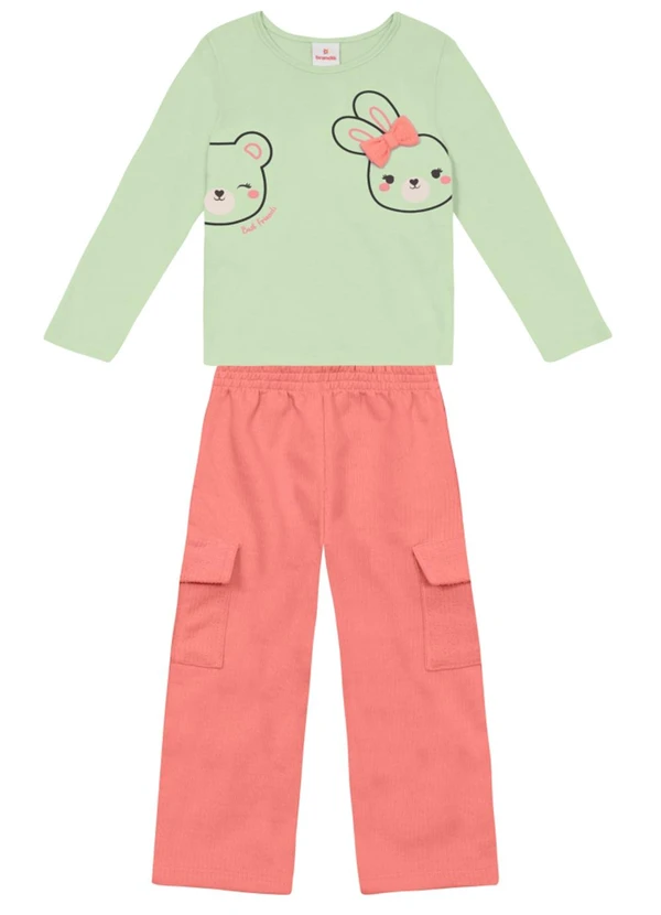 Brandili - Conjunto Infantil Menina de Animais Verde 1