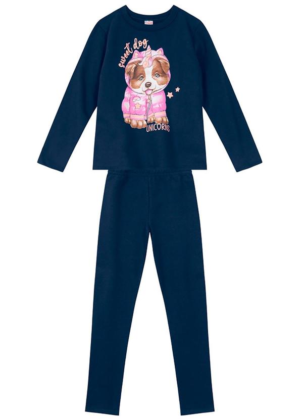 Brandili - Conjunto Infantil Menina de Cachorrinho Azul