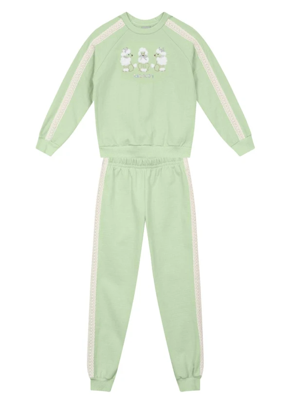 Mundi - Conjunto Infantil Menina de Cachorrinhos Verde